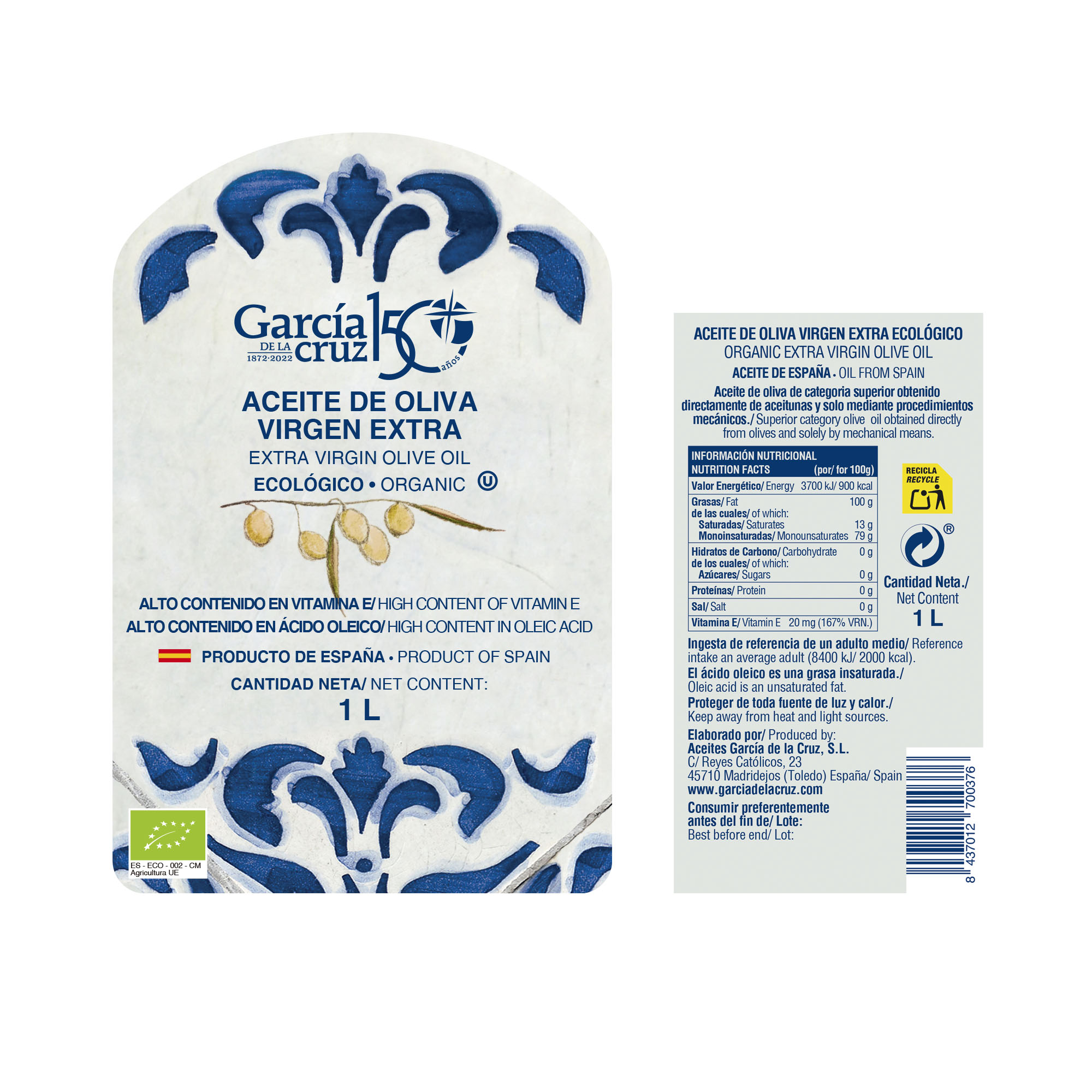 Aceite de Oliva Virgen Extra ecológico 1L - Imagen 2