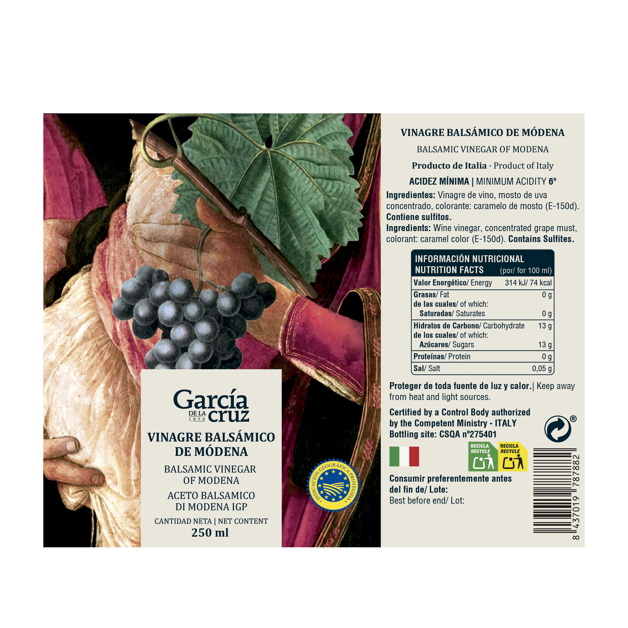 Vinagre Balsámico de Módena IGP 250ml - Imagen 2