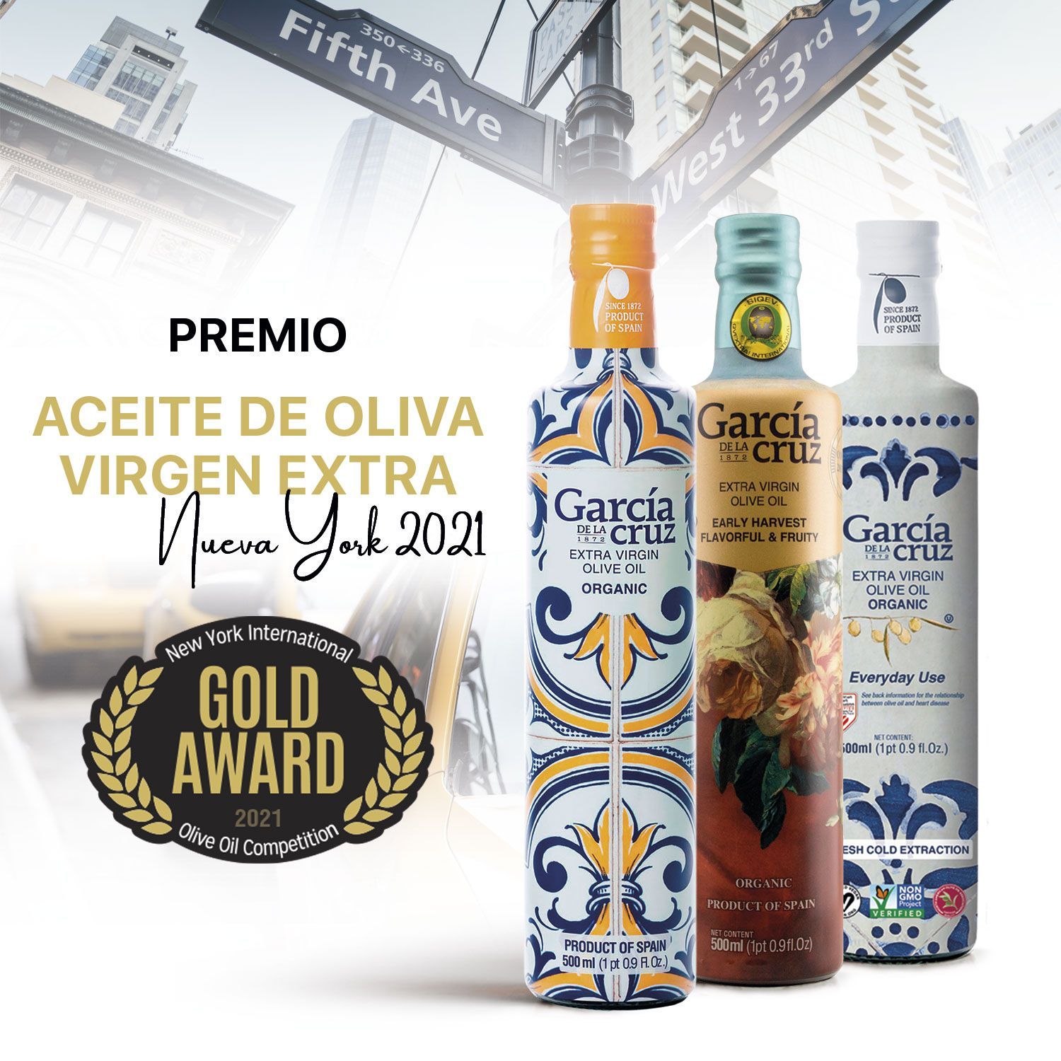 Gold Medal for Extra Virgin Olive Oil, Master Miller Gamma Esencial, at the “New York Olive Oil Competition”